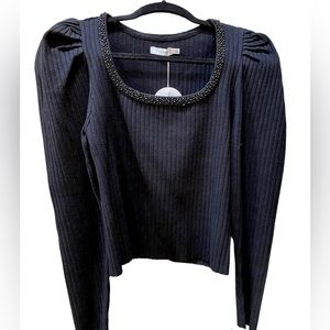 Lush Black Long Sleeve Beaded Sweater